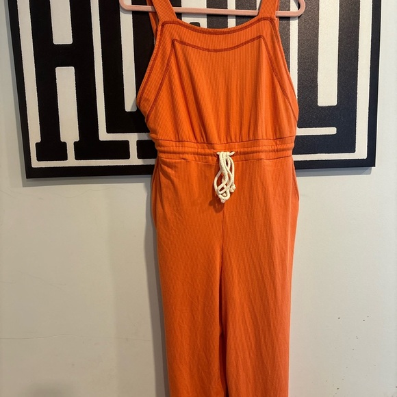 Ribbed Rust Jumpsuit - Picture 1 of 4